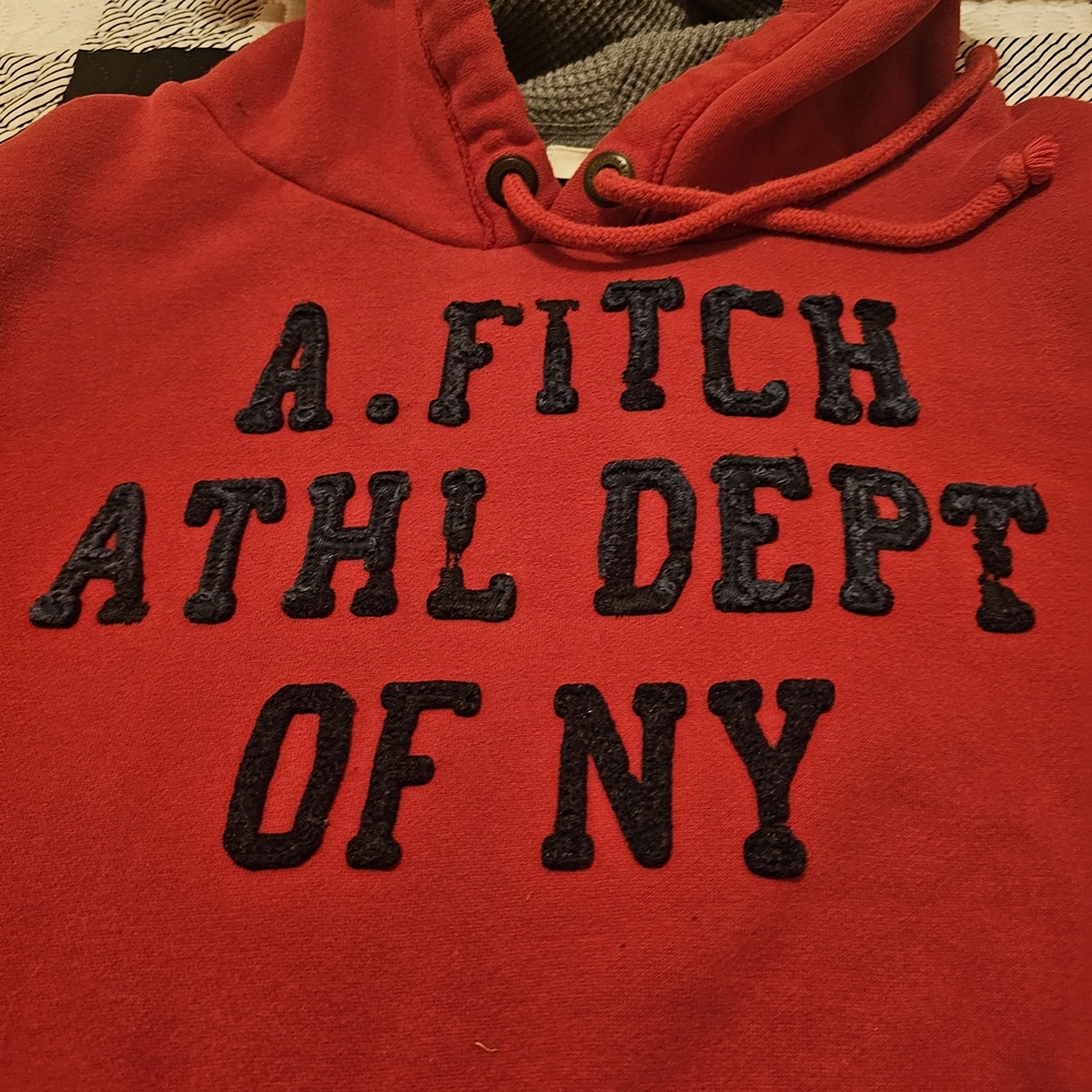 Abercrombie & Fitch Red and Gray Hoodie